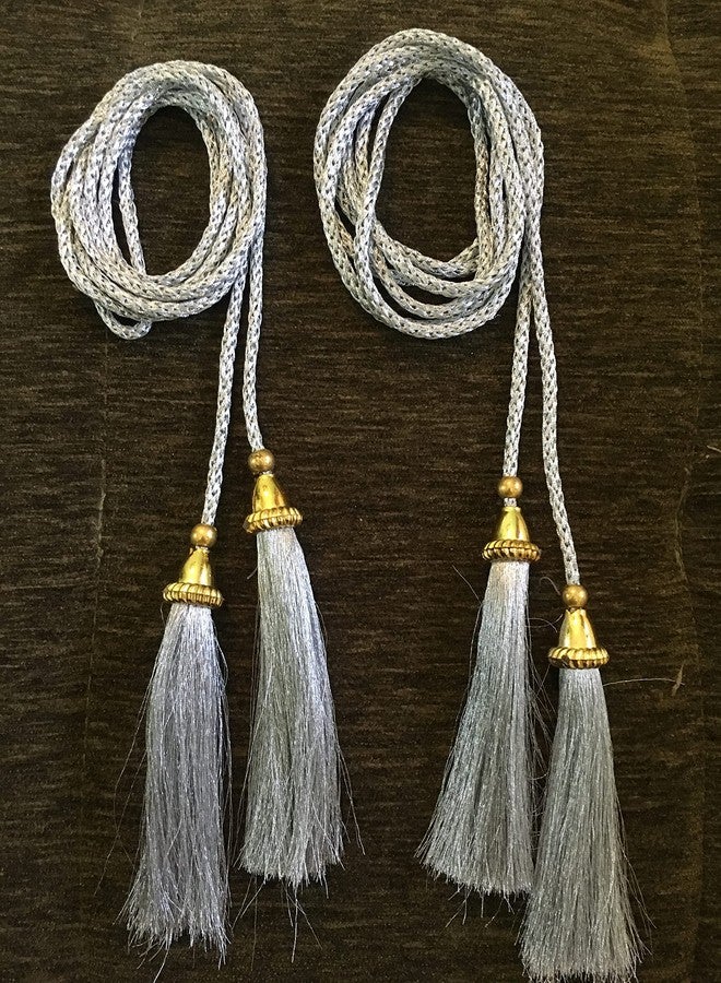 DaSync SYNC Silver Long dori Tassels Latkan for Lehenga Hanging Beads for Blouses Lehenga Dupatta lace and Border Materials chunni Choli Tailoring Curtains Suits Decoration Pack of 2 - Image 1